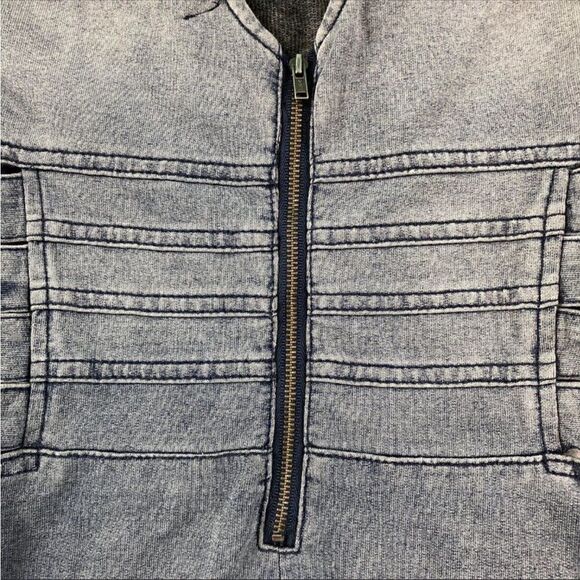 Guess Blue Ombré Sleeveless Back Zip Cut Out Side Stretch Denim Dress - Picture 10 of 11